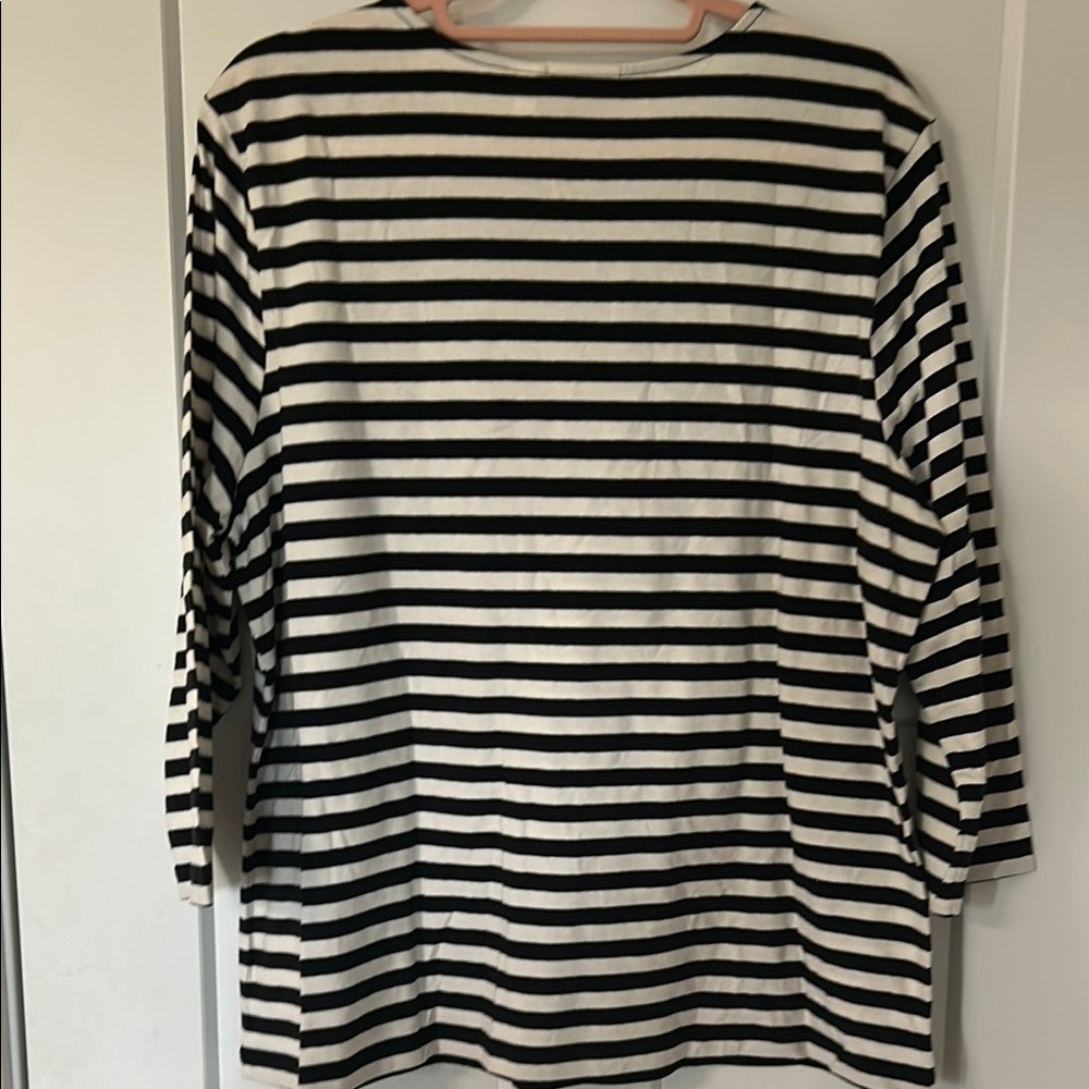 Chico's Black and White Striped Lace Blouse - Picture 8 of 8